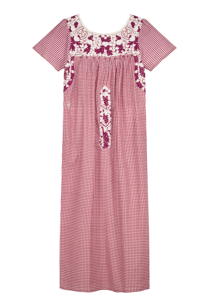 Liliana Gingham Granate Midi Dress