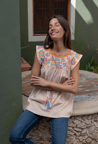 Flores Blouse Blouse Flores Yellow Stripe Blouse Flores Yellow Stripe Blouse