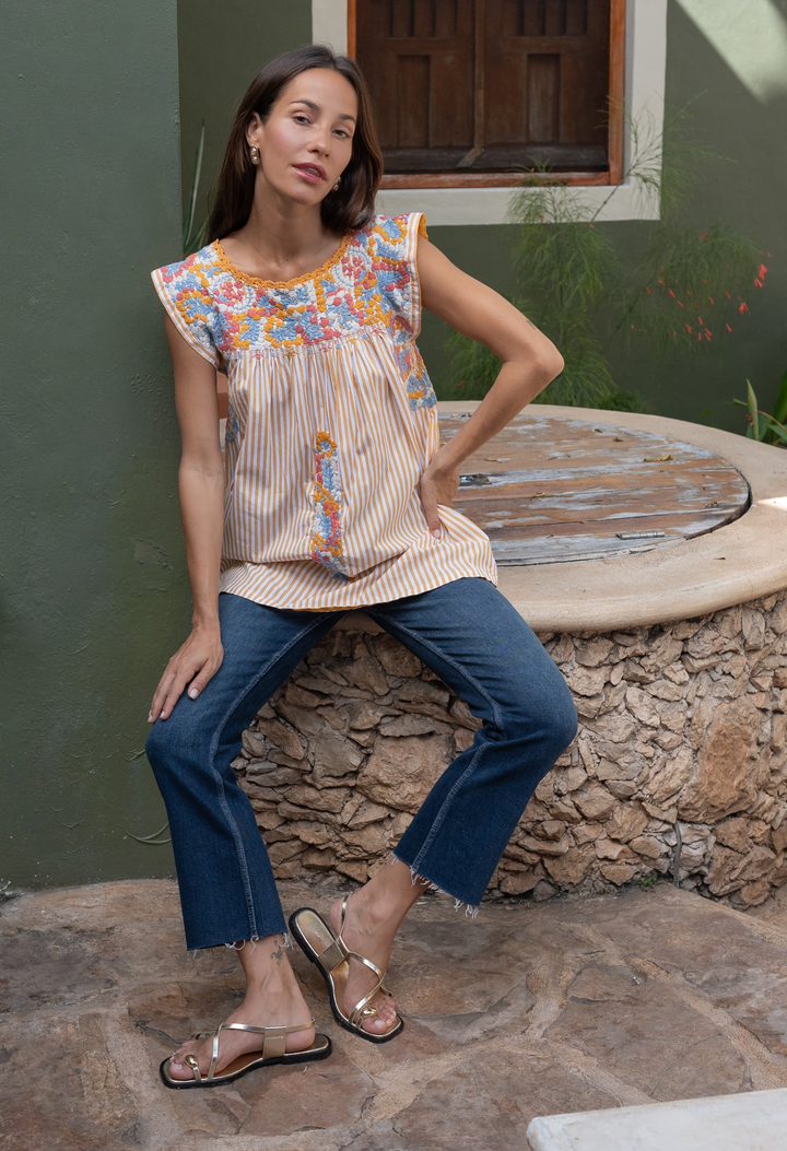 Flores Blouse Blouse Flores Yellow Stripe Blouse Flores Yellow Stripe Blouse