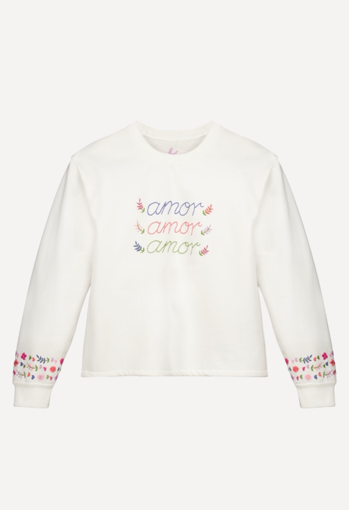 Sweatshirt Sweatshirt - Adult Amor White Sweatshirt Amor White Sweatshirt | Mi Golondrina