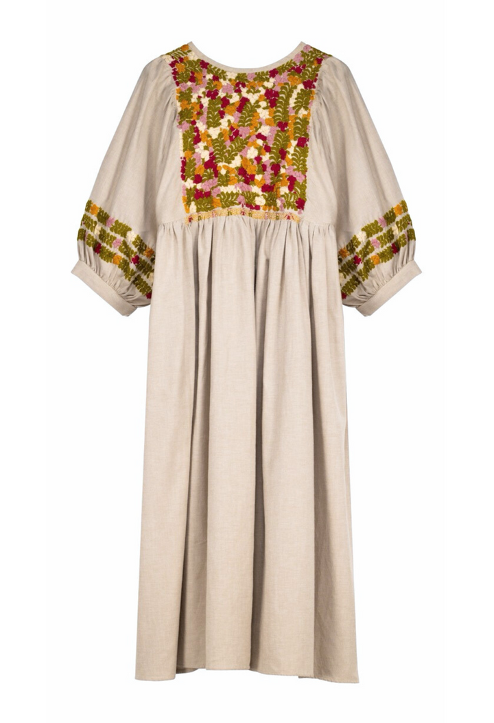 Violeta Crema Otoñal Midi Dress