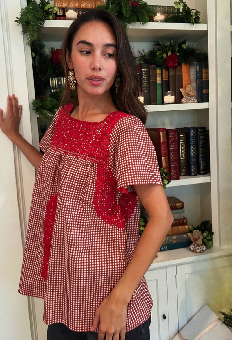 Liliana Red Gingham Blouse