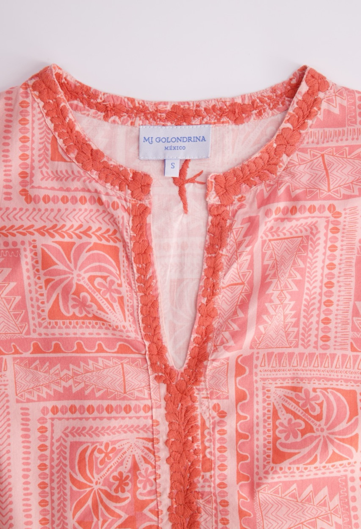 Leona Midi Dress Dress Leona Coral Block Print Midi Dress Leona Coral Block Print Midi Dress