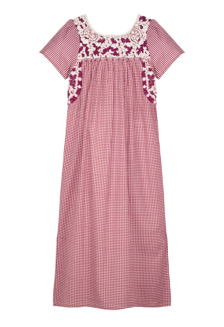 Liliana Gingham Granate Midi Dress