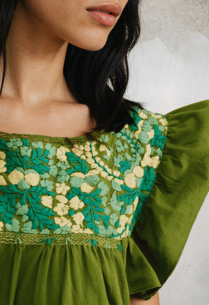green jade dress Soledad Lime and Jade Midi Dress – Mi Golondrina