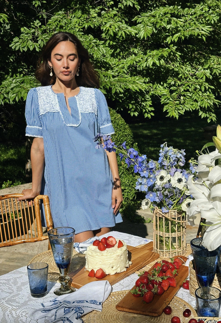 Aurora Short Dress Dress Aurora Blue Gingham Short Dress Aurora Blue Gingham Short Dress