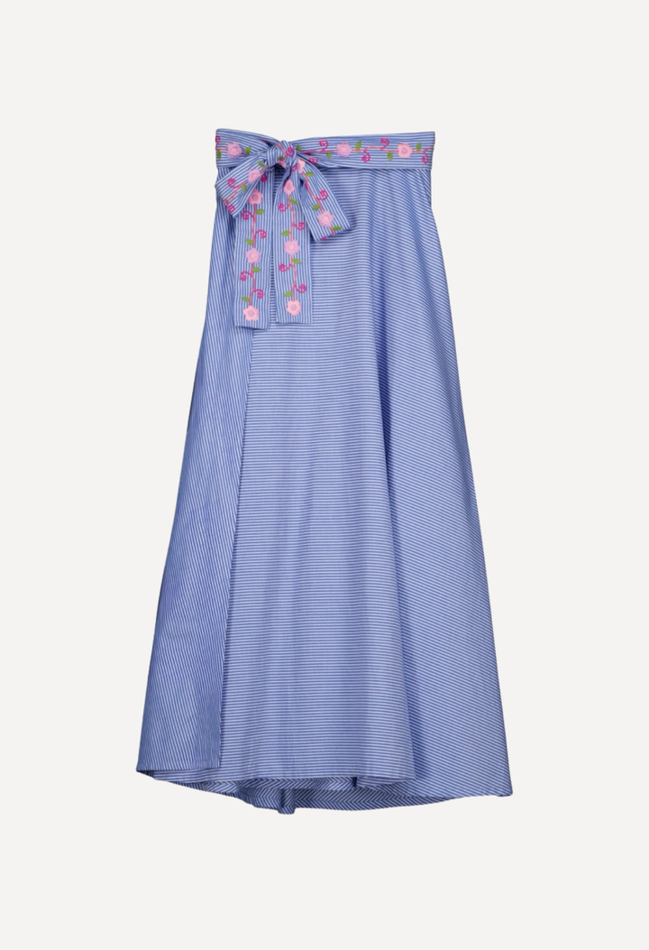 Chiapas Wrap Skirt Skirt One Size The Wrap Skirt in Blue Stripe The Wrap Skirt in Blue Stripe | Mi Golondrina