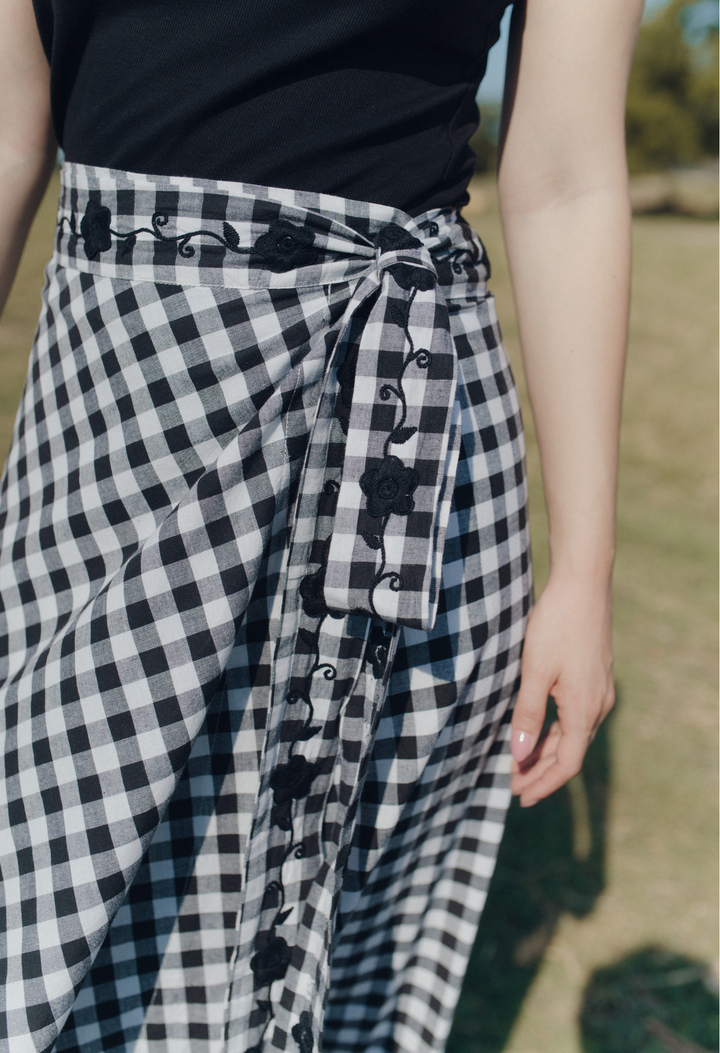 The Wrap Skirt Black Gingham