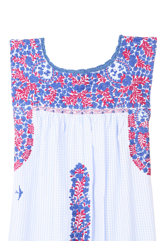 Azul y Borgoña Gingham