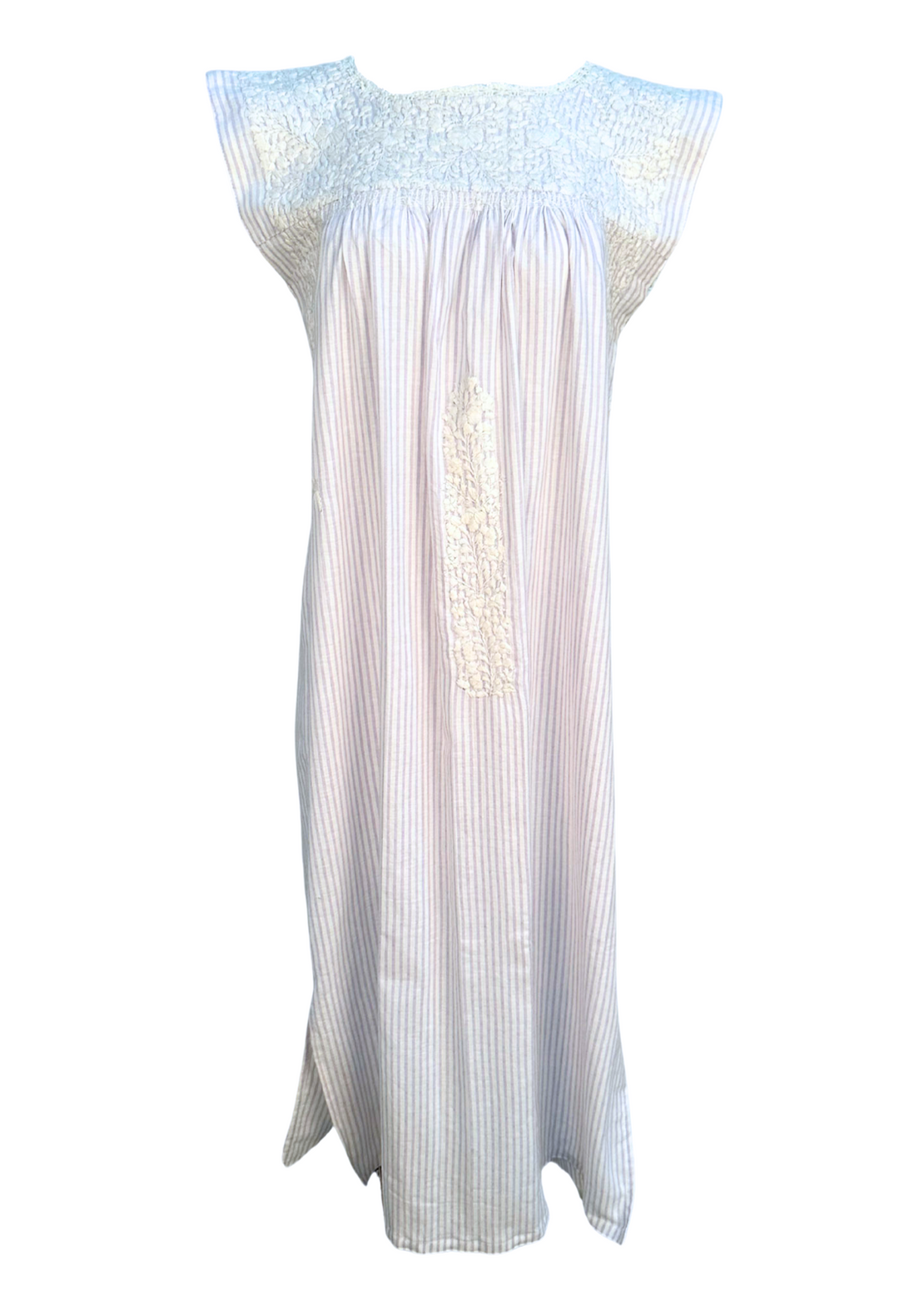 Blanca y Rayas Moradas Midi Dress