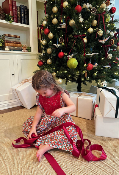 Ines Red Floral Girl's Dress