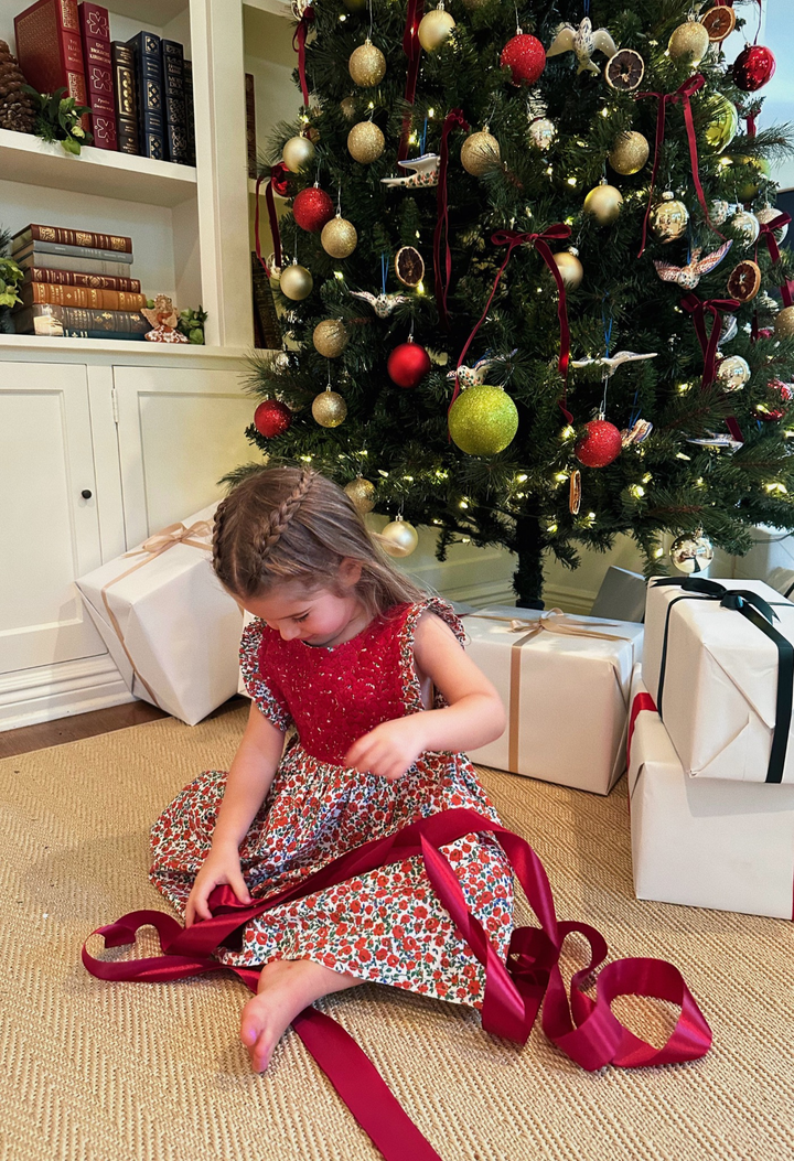 Ines Red Floral Girl's Dress