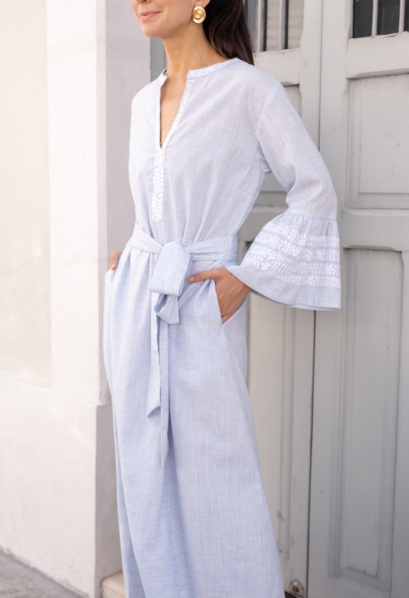 Leona Azul Claro Midi Dress