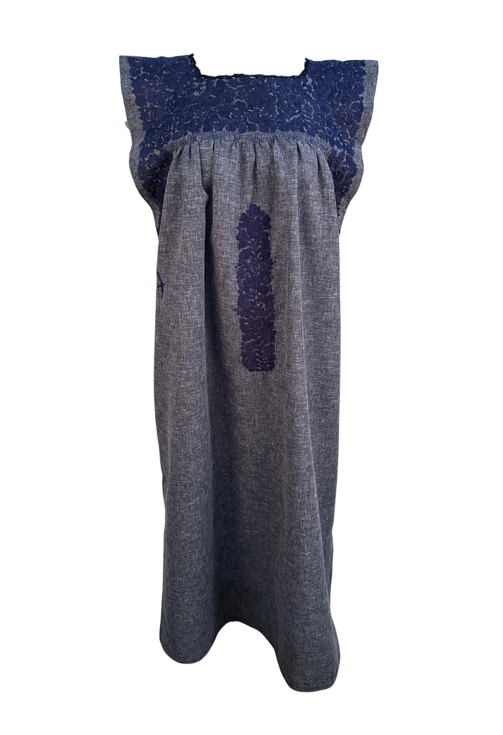 Dark Blue Tonal Midi Dress