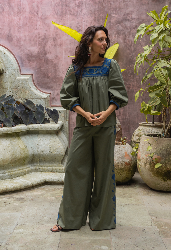 Marta Verde y Azul Blouse