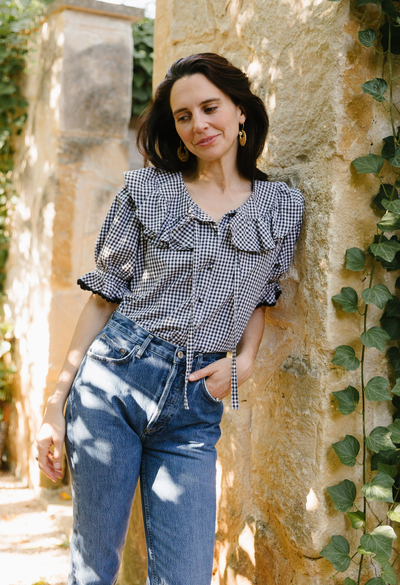 Alexa Black Gingham Blouse