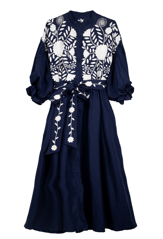 Francisca Azul Marino Midi Dress