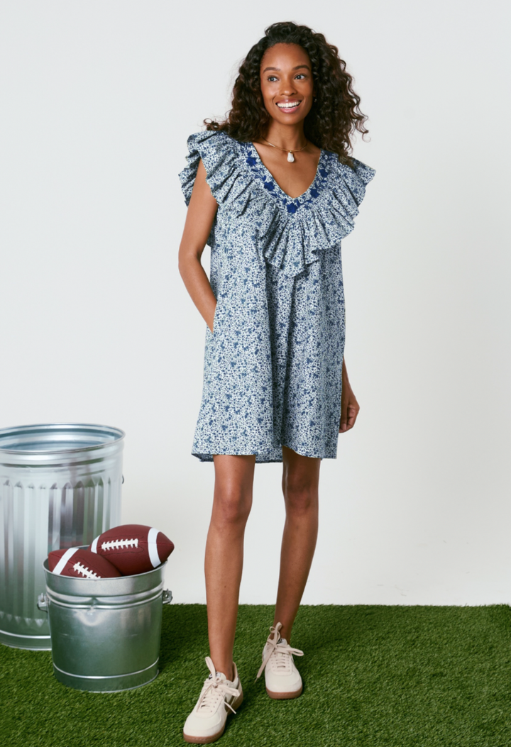 Andrea Flores Azules Short Dress