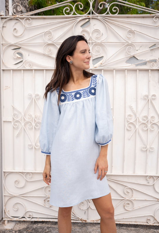 Marta Azul Claro Short Dress