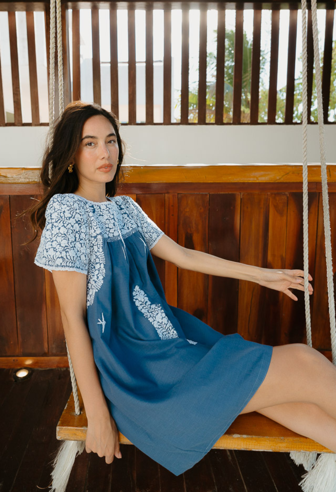 dusty blue embroidered dress Liliana with Sleeve Short Wood:Walnut an organza bottom with Web Collection: Graduation Kendall Jenner Turns 21: