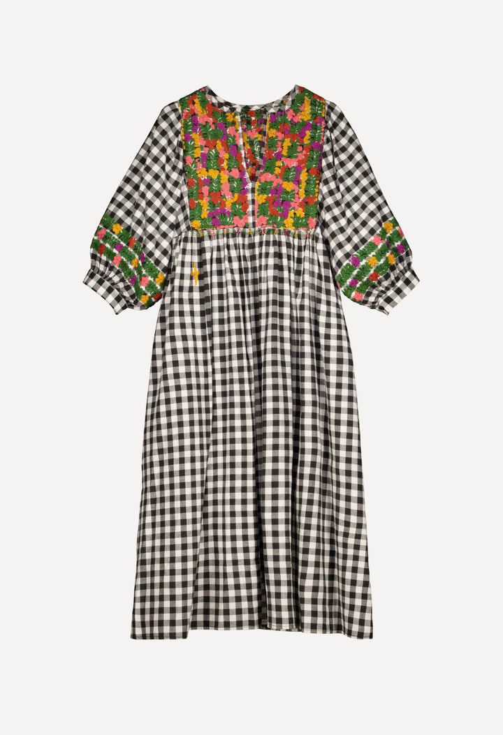 Violeta Long Dress Dress Violeta Autumn Gingham Long Dress Violeta Long Dress | Hand-Embroidered Gingham | Mi Golondrina