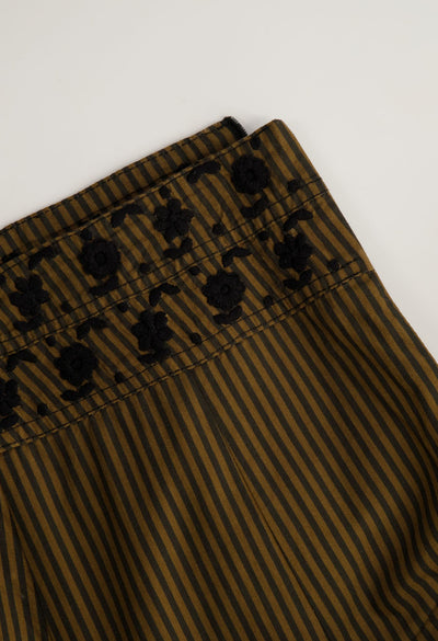 Claudia Skirt Skirt Claudia Black and Brown Stripe Skirt Claudia Skirt | Hand-Embroidered Striped Cotton | Mi Golondrina