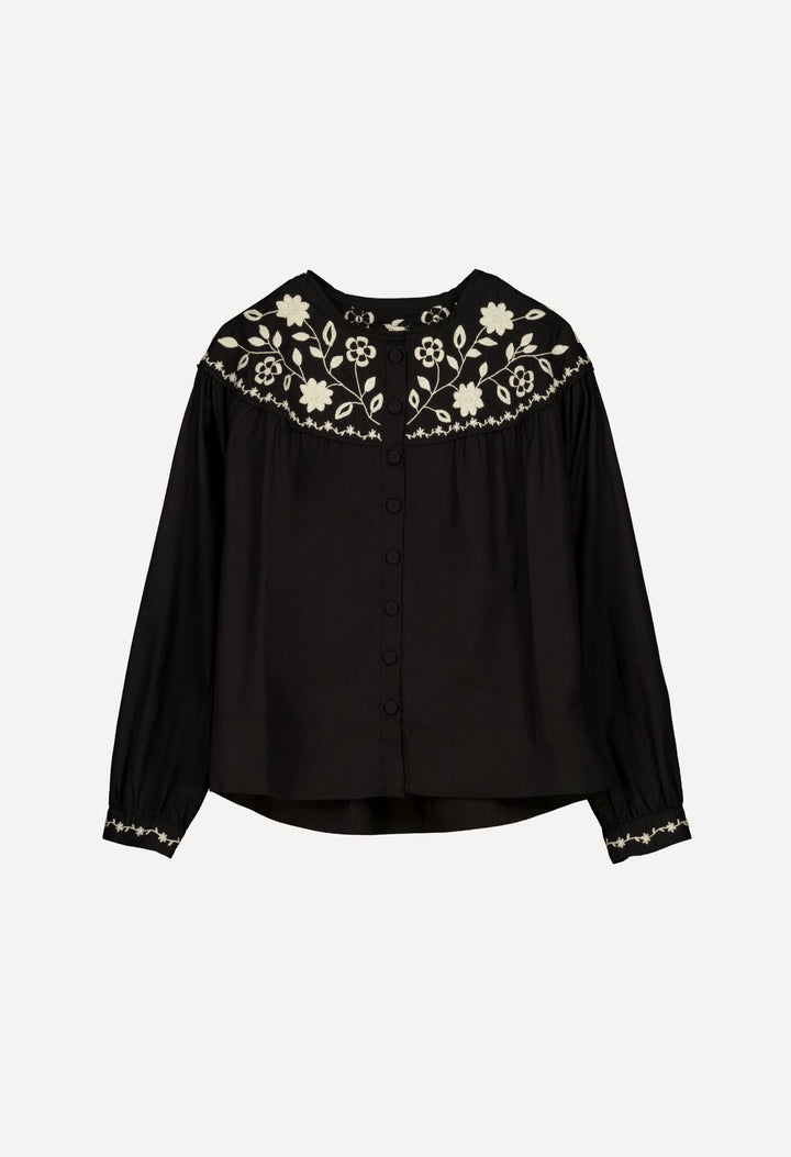 Thalia Blouse Blouse Thalia Black and Ivory Blouse NEW: Thalia Blouse | Hand-Embroidered Chamula Cotton | Mi Golondrina