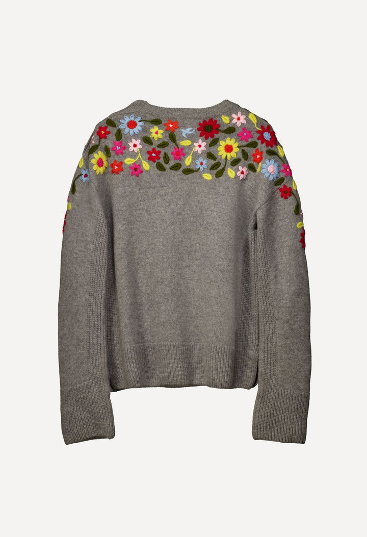 Sweater Sweater Grey Floral Crewneck Sweater Grey Floral Crewneck Sweater
