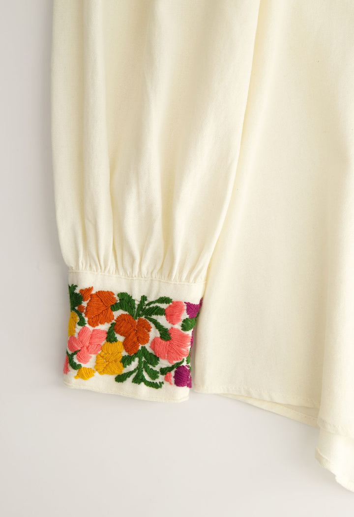 Azura Blouse Blouse Azura Ivory Autumn Blouse Azura Blouse | Hand-Embroidered Ivory Cotton | Mi Golondrina