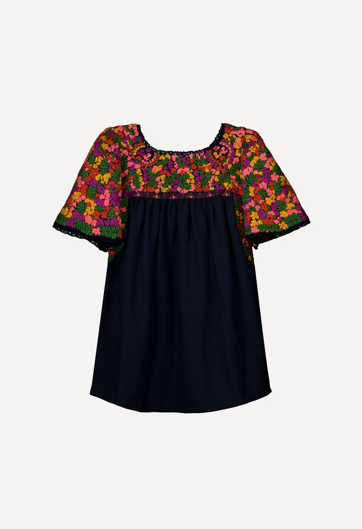 Julieta Blouse Blouse Julieta Navy Autumn Blouse Julieta Blouse | Hand-Embroidered Oaxacan Artistry | Mi Golondrina