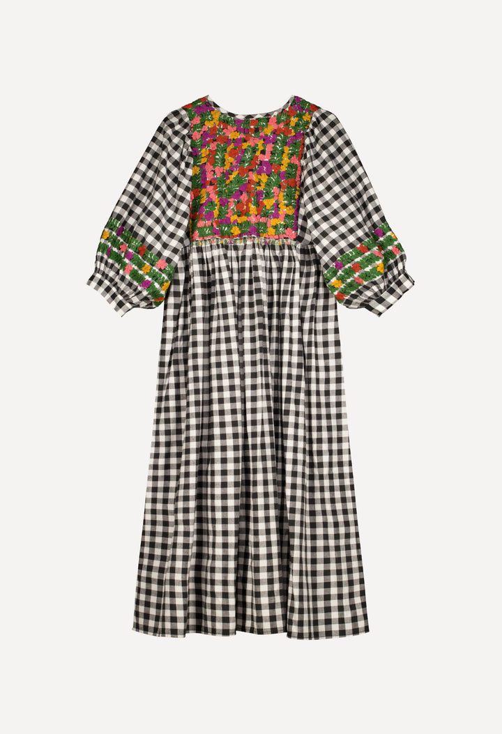Violeta Long Dress Dress Violeta Autumn Gingham Long Dress Violeta Long Dress | Hand-Embroidered Gingham | Mi Golondrina