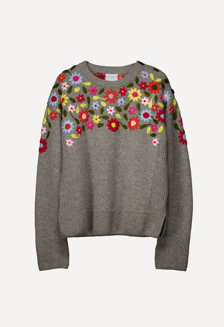 Sweater Sweater Grey Floral Crewneck Sweater Grey Floral Crewneck Sweater