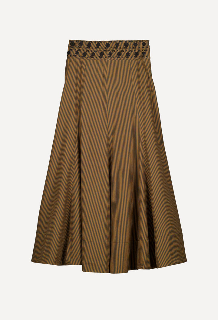 Claudia Skirt Skirt Claudia Black and Brown Stripe Skirt Claudia Skirt | Hand-Embroidered Striped Cotton | Mi Golondrina