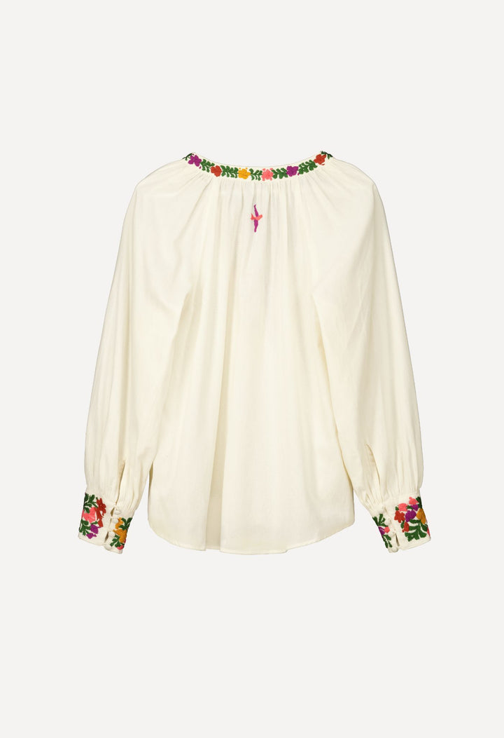 Azura Blouse Blouse Azura Ivory Autumn Blouse Azura Blouse | Hand-Embroidered Ivory Cotton | Mi Golondrina