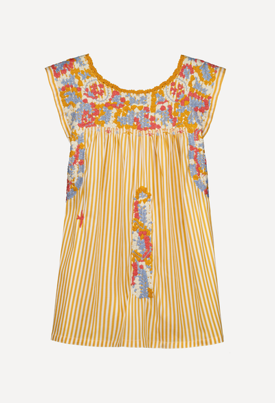 Flores Blouse Blouse Flores Yellow Stripe Blouse Flores Yellow Stripe Blouse | Mi Golondrina