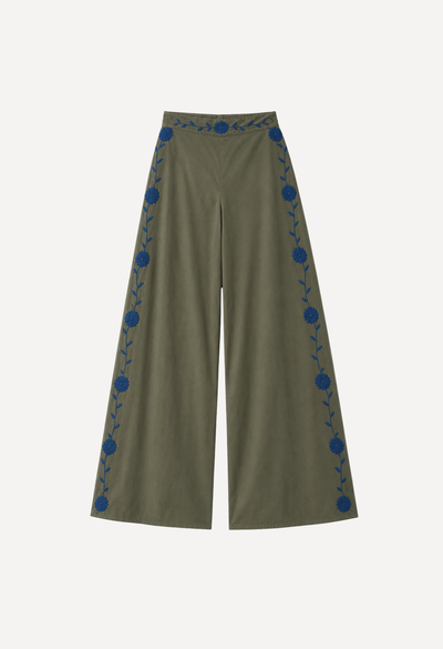 Clara Pants Pants Clara Verde y Azul Pants Clara Verde Floral Pant | Mi Golondrina