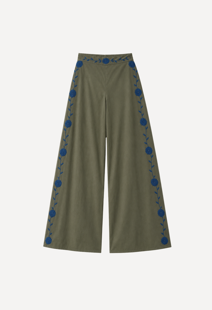 Clara Pants Pants Clara Verde y Azul Pants Clara Verde Floral Pant | Mi Golondrina