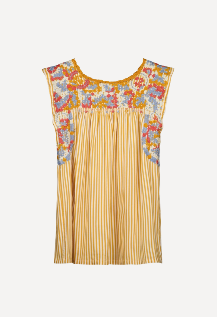 Flores Blouse Blouse Flores Yellow Stripe Blouse Flores Yellow Stripe Blouse | Mi Golondrina