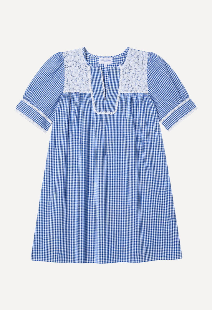Aurora Blue Gingham Short Dress