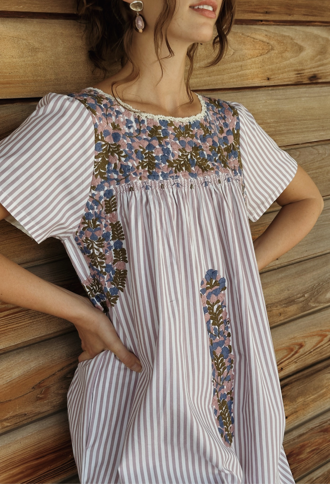 Liliana Rosa Rayas Midi Dress