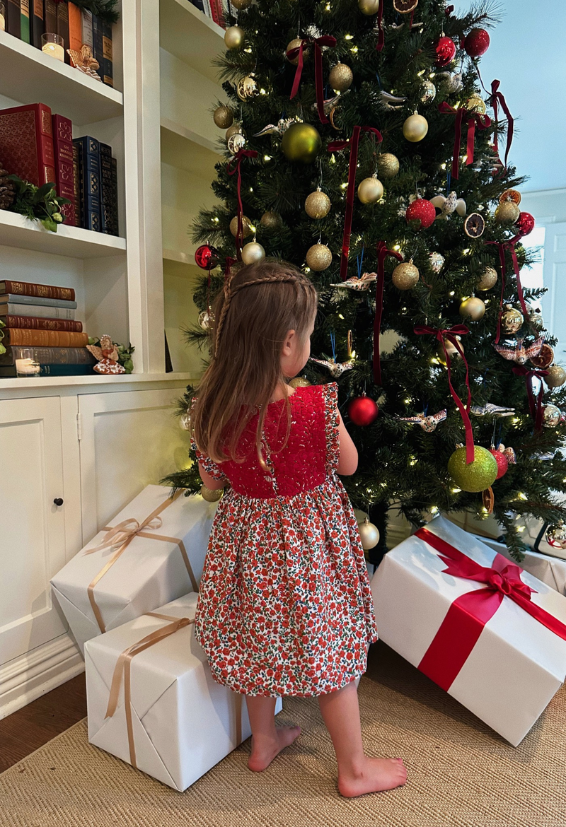 Ines Red Floral Girl's Dress
