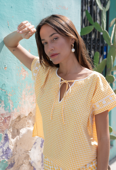 Montse Blouse Blouse Montse Yellow Gingham Blouse Montse Yellow Gingham Blouse