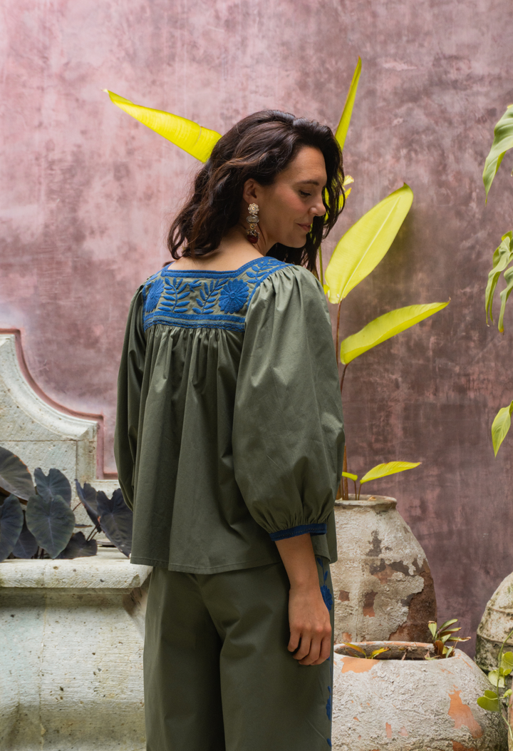 Marta Verde y Azul Blouse