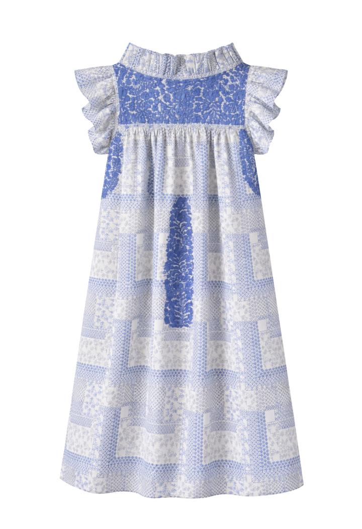 Olivia Midi Dress Dress Olivia Blue Floral Block Print Midi Dress Olivia Blue Floral Block Print Midi Dress