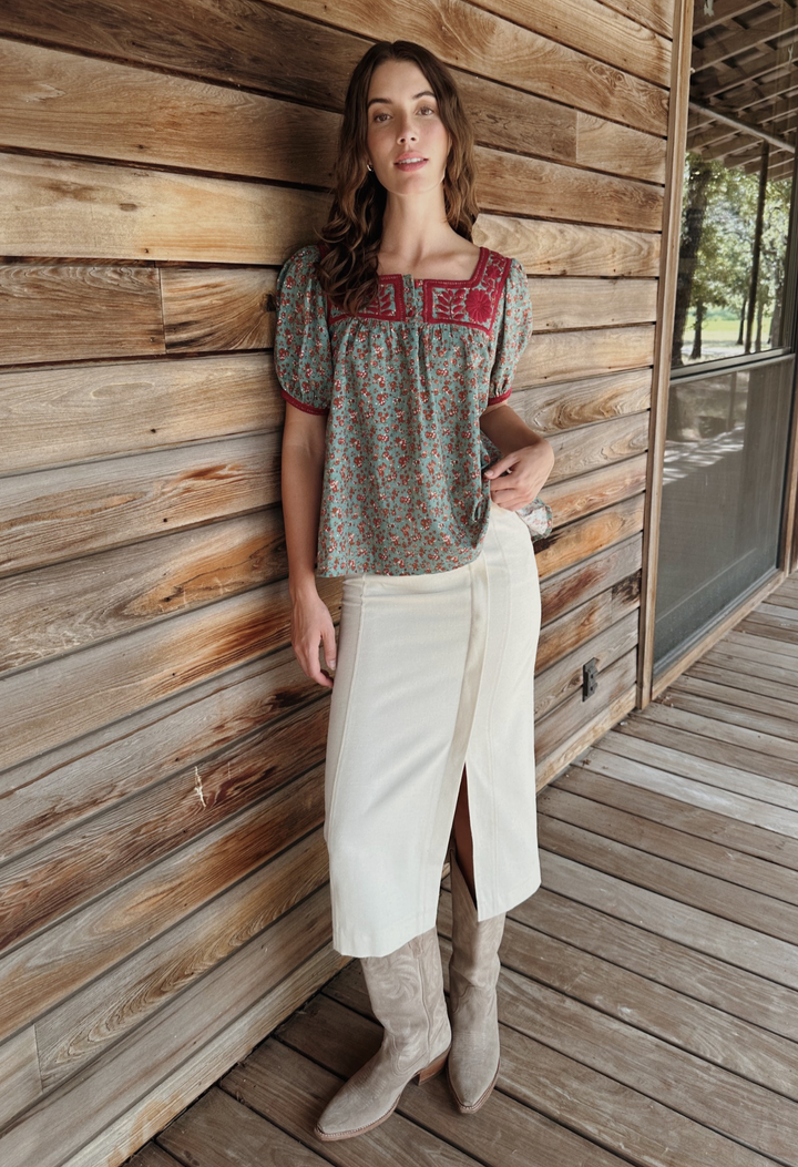 Maria Verde Floral Blouse