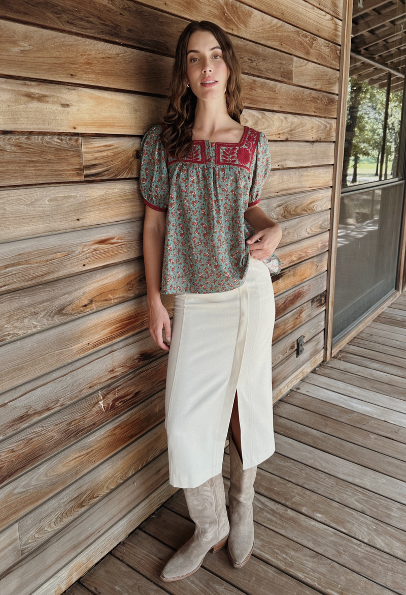 Maria Verde Floral Blouse