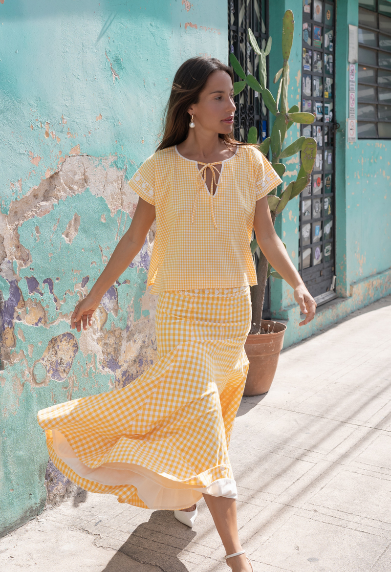 Claudia Yellow Gingham Skirt