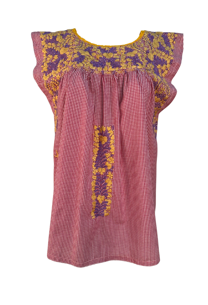 Plaid Rojo y Morado Blouse