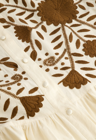 Francisca Long Dress Dress Francisca Ivory and Brown Long Dress Francisca Ivory and Brown Long Dress