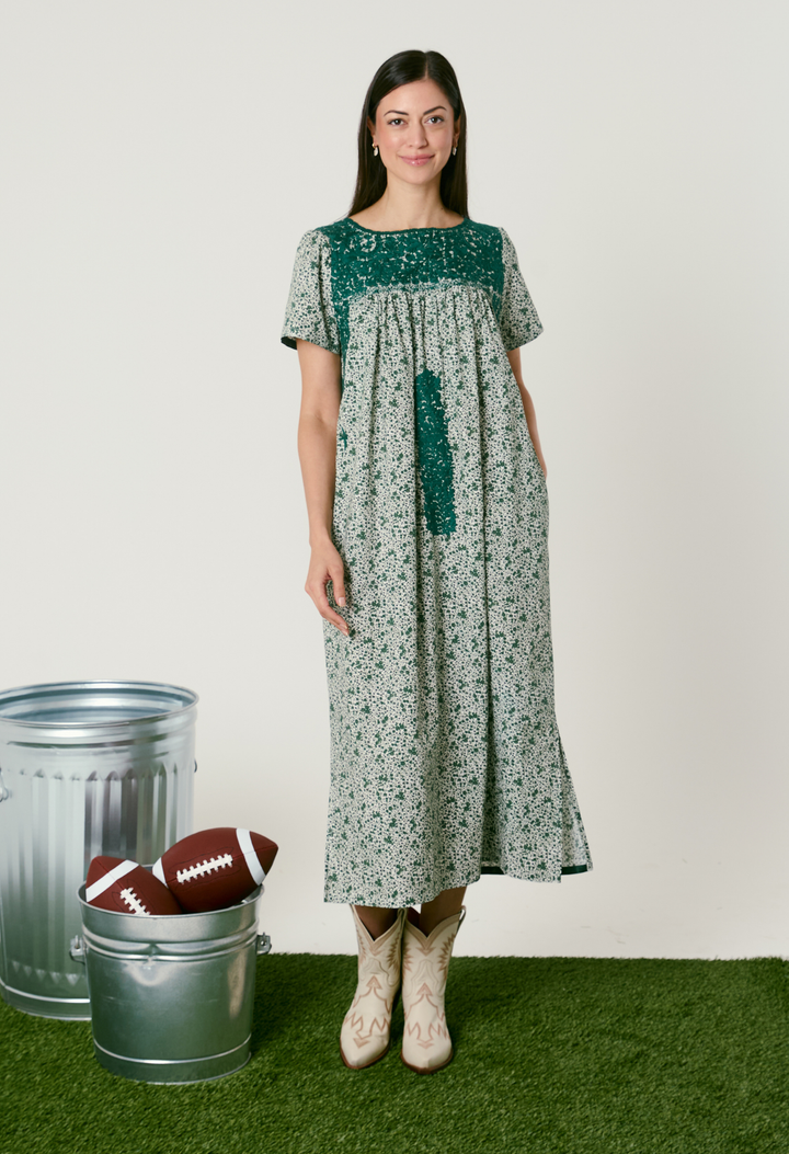 Liliana Floral Verde Midi Dress